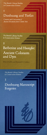 Front covers of three books in the British Library Series on Conservation Science.