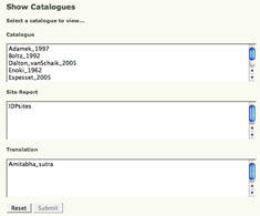 Screenshot of website showing catalogue list.