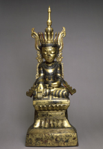 Golden image of a Buddha.