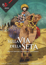 Exhibition poster with Italian exhibition title: Sulla Via della Seta