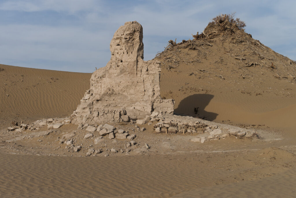 Ruins in the desert. Modern colour photograph.