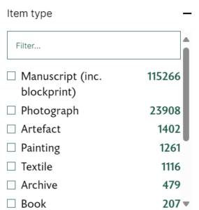 Filter item type